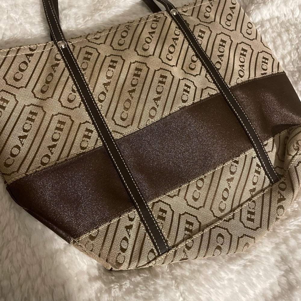 Coach canvas and leather carryall tote